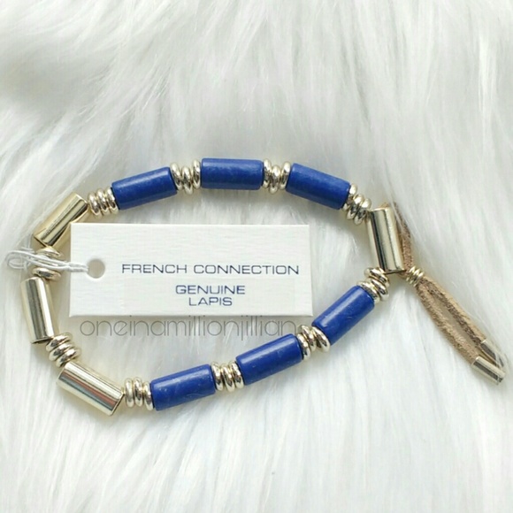 French Connection Blue Lapis Stone Beaded Bracelet - Picture 2 of 2